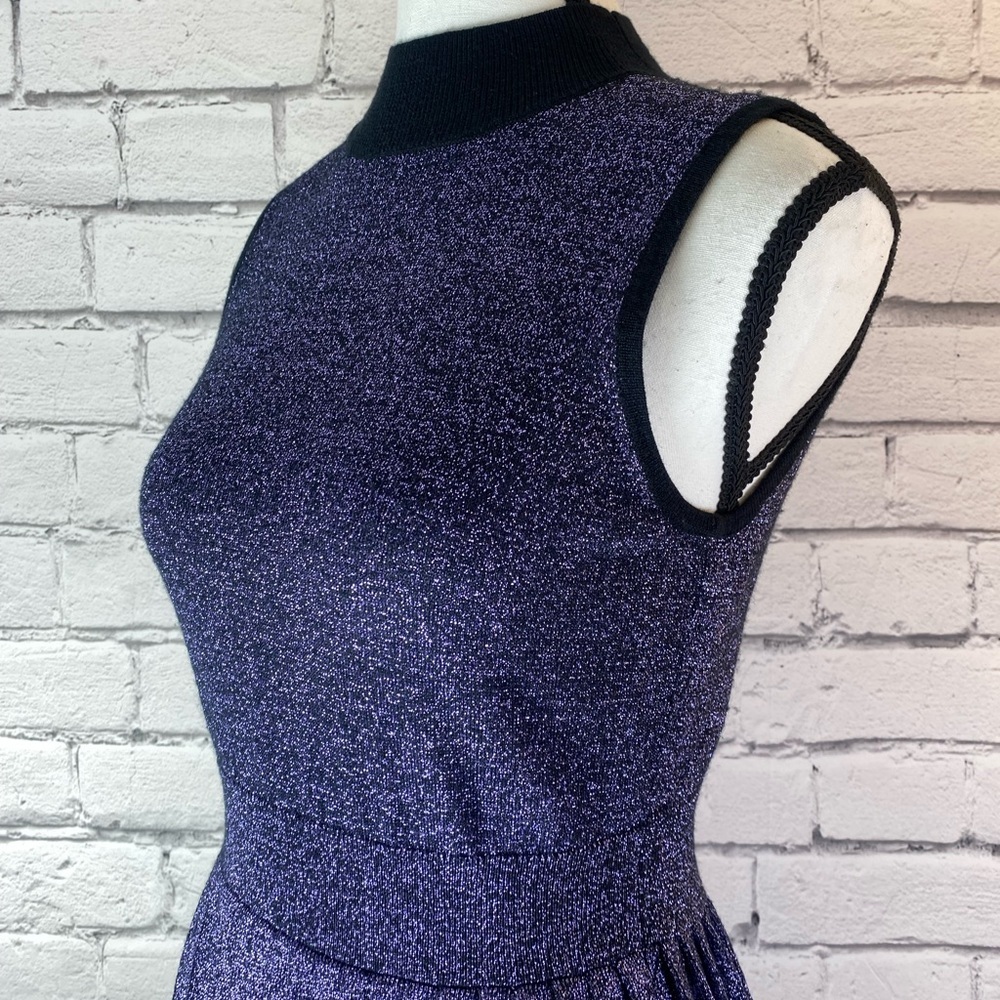 Kate Spade New York Purple Metallic Sweater Dress Pleated Skirt size Small - Picture 9 of 13